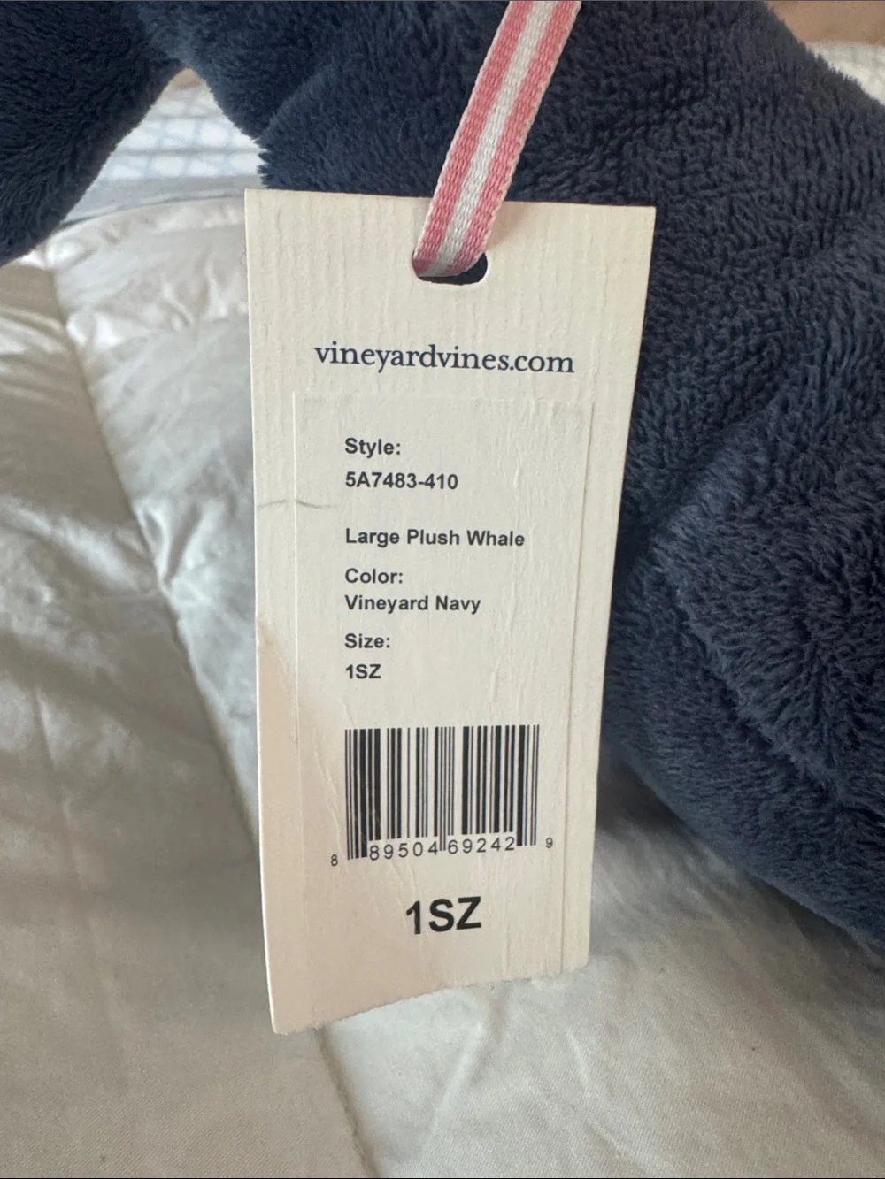 Vineyard Vines NWT Plush Whale Accent Pillow - Navy Blue